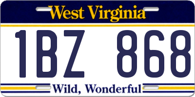 WV license plate 1BZ868