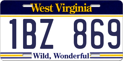 WV license plate 1BZ869