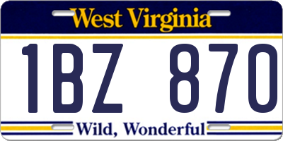 WV license plate 1BZ870