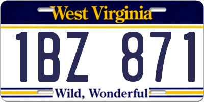 WV license plate 1BZ871