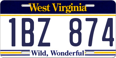 WV license plate 1BZ874