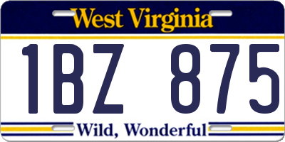 WV license plate 1BZ875