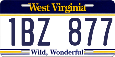 WV license plate 1BZ877