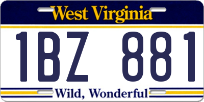 WV license plate 1BZ881
