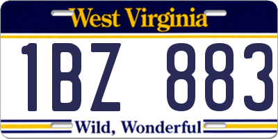WV license plate 1BZ883