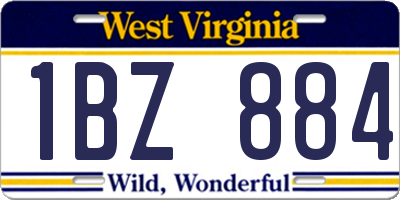 WV license plate 1BZ884