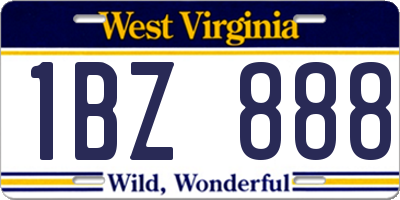 WV license plate 1BZ888