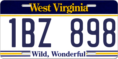 WV license plate 1BZ898