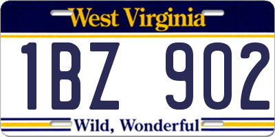 WV license plate 1BZ902