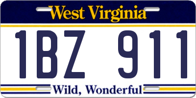 WV license plate 1BZ911