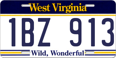 WV license plate 1BZ913