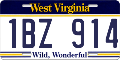 WV license plate 1BZ914
