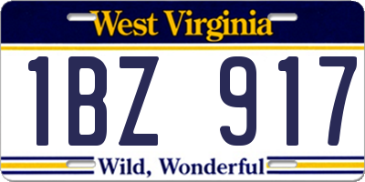 WV license plate 1BZ917