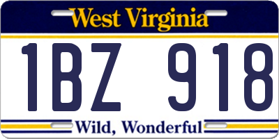 WV license plate 1BZ918