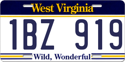 WV license plate 1BZ919