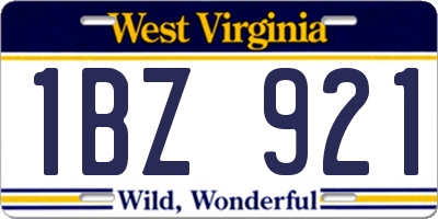 WV license plate 1BZ921
