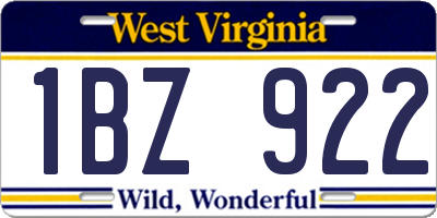 WV license plate 1BZ922