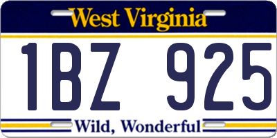 WV license plate 1BZ925