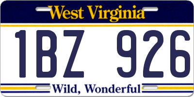 WV license plate 1BZ926