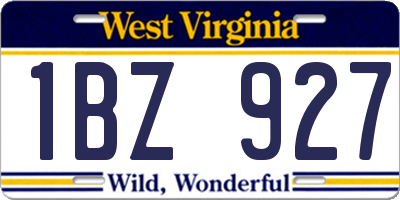 WV license plate 1BZ927