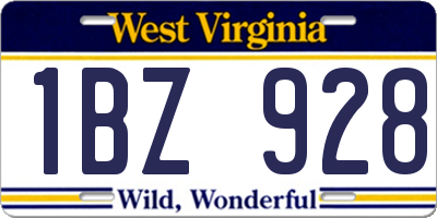 WV license plate 1BZ928