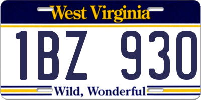WV license plate 1BZ930