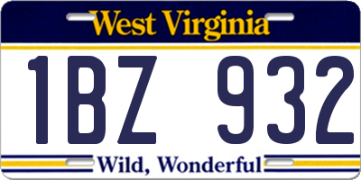 WV license plate 1BZ932