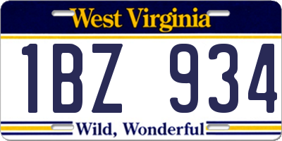 WV license plate 1BZ934
