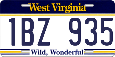 WV license plate 1BZ935