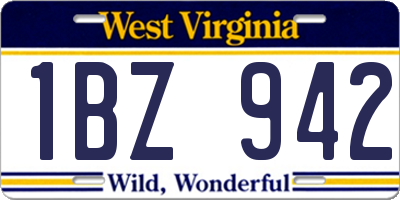 WV license plate 1BZ942