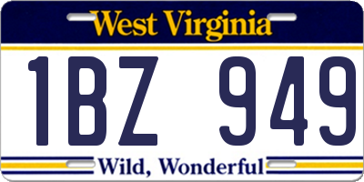 WV license plate 1BZ949