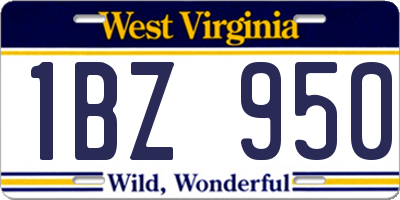 WV license plate 1BZ950