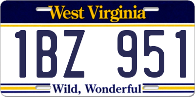 WV license plate 1BZ951