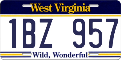 WV license plate 1BZ957