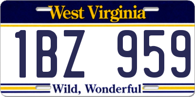 WV license plate 1BZ959