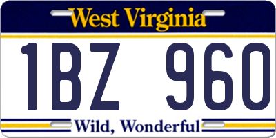 WV license plate 1BZ960