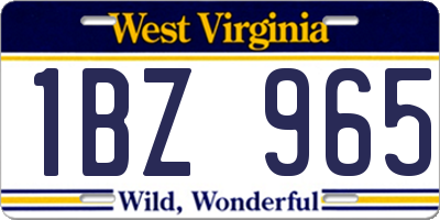 WV license plate 1BZ965
