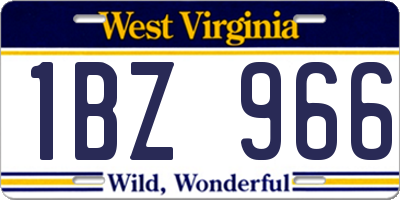 WV license plate 1BZ966