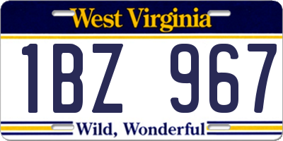 WV license plate 1BZ967