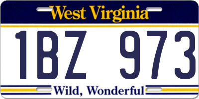 WV license plate 1BZ973