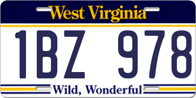 WV license plate 1BZ978