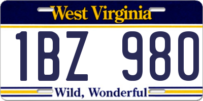 WV license plate 1BZ980
