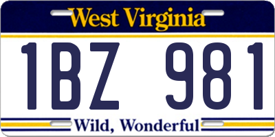WV license plate 1BZ981