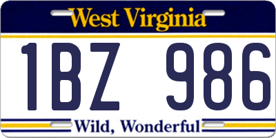 WV license plate 1BZ986
