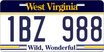 WV license plate 1BZ988