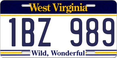 WV license plate 1BZ989