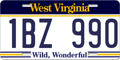 WV license plate 1BZ990