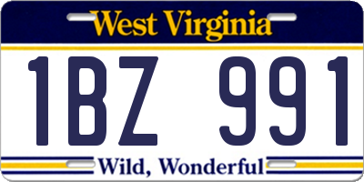 WV license plate 1BZ991