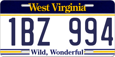 WV license plate 1BZ994