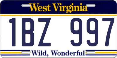 WV license plate 1BZ997
